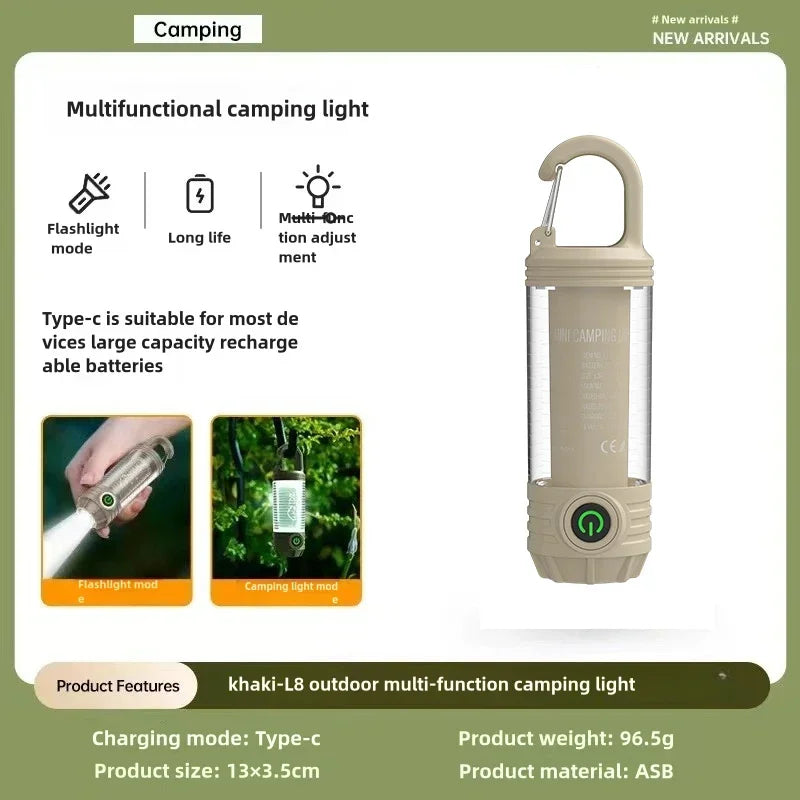 Wiederaufladbare LED Campinglampe – USB-C Outdoor Zeltlicht Wasserdicht