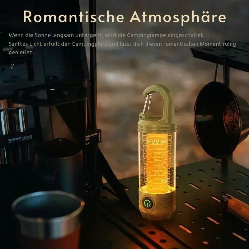 Wiederaufladbare LED Campinglampe – USB-C Outdoor Zeltlicht Wasserdicht