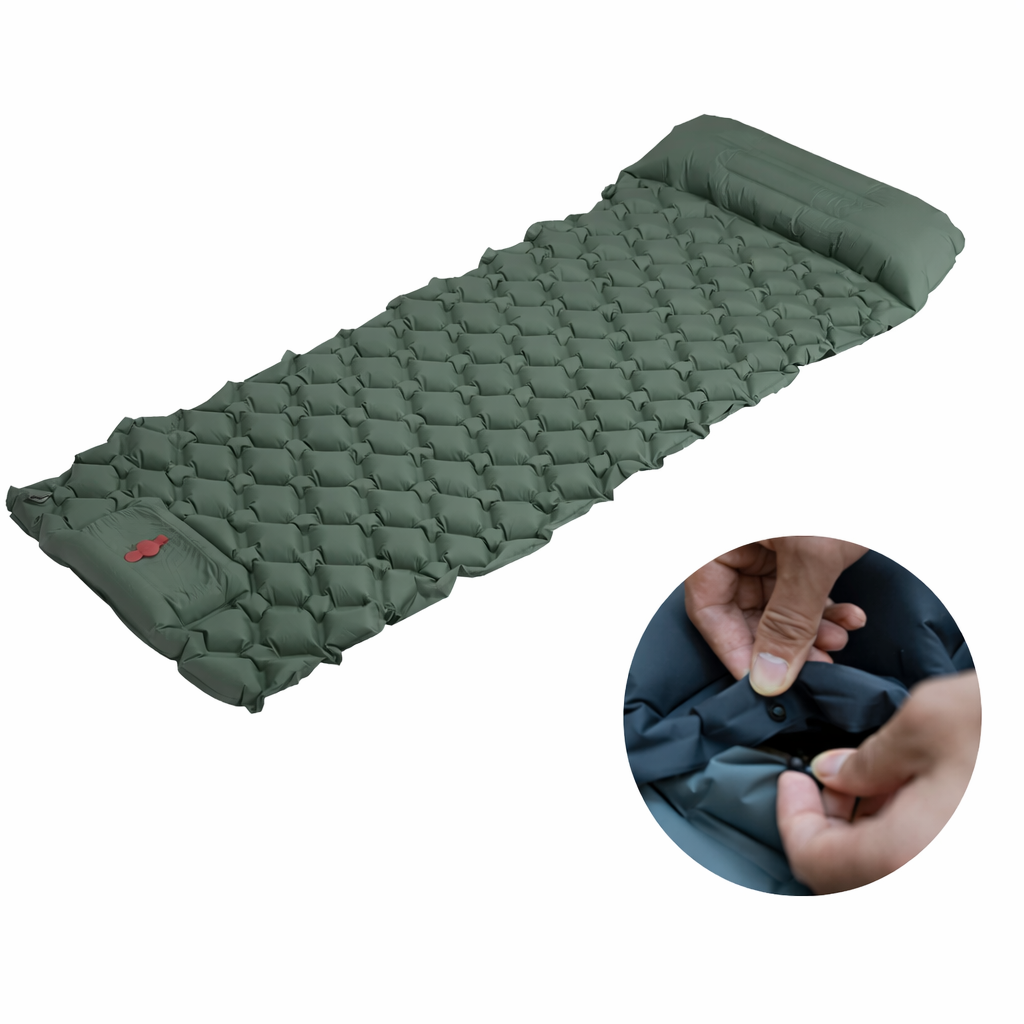 Selbstaufblasende Campingmatte mit Kissen – Ultraleichte Isomatte für Outdoor & Wandern