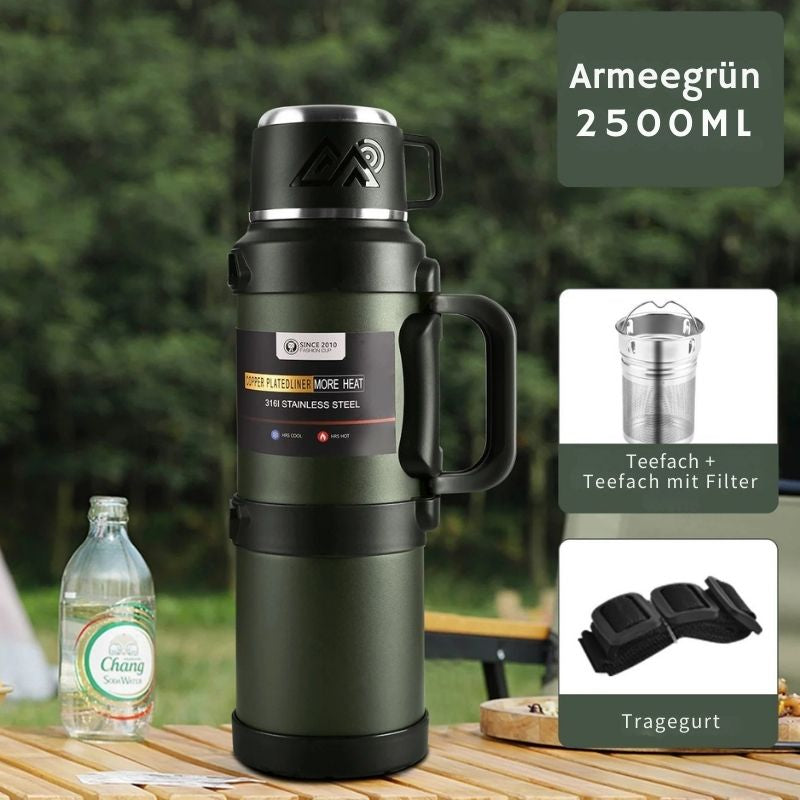 Große Edelstahl Thermoskanne 1,7-2L-2,5L-4L – Vakuumisoliert für Camping & Reisen