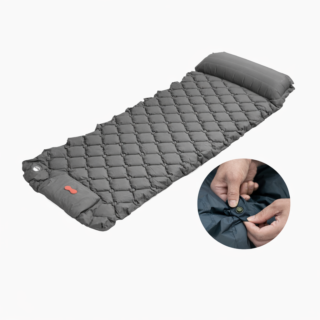 Selbstaufblasende Campingmatte mit Kissen – Ultraleichte Isomatte für Outdoor & Wandern