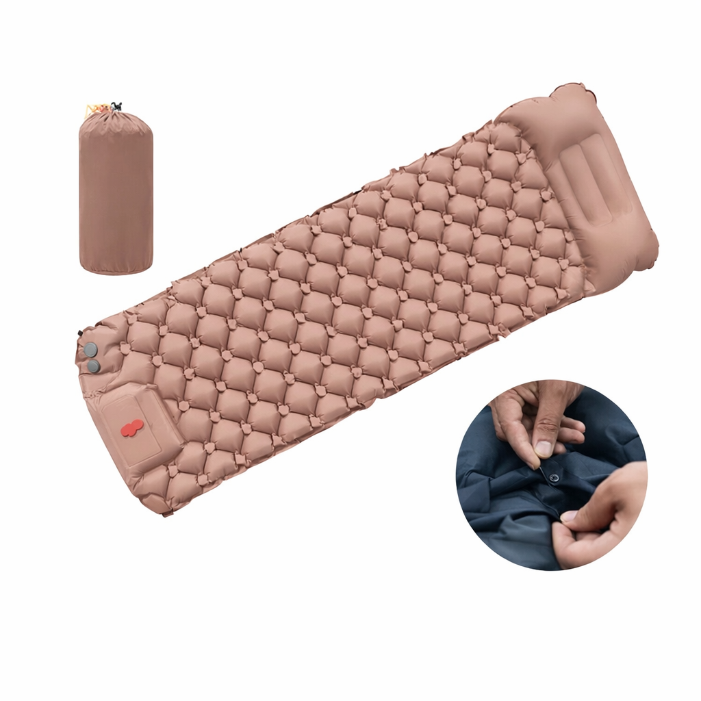 Selbstaufblasende Campingmatte mit Kissen – Ultraleichte Isomatte für Outdoor & Wandern