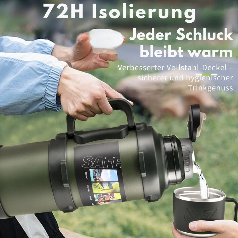 Große Edelstahl Thermoskanne 1,7-2L-2,5L-4L – Vakuumisoliert für Camping & Reisen